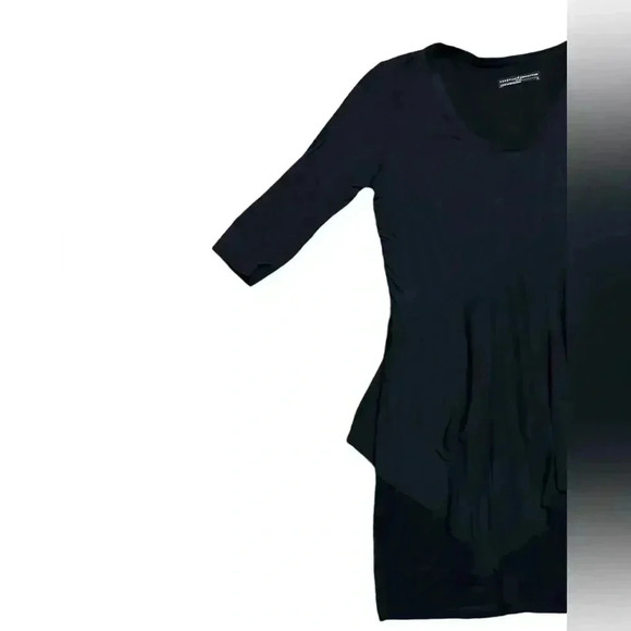 Peruvian Connection Black Wool Blend Lagenlook Knee Length Dress M - Picture 2 of 6